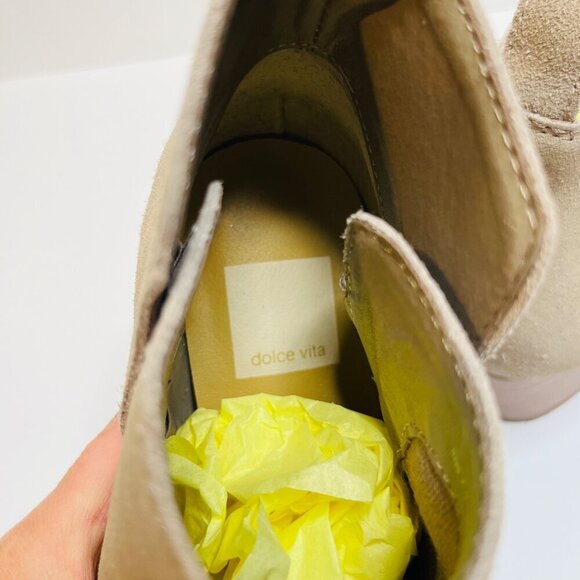 Dolce Vita Daine tan suede leather Block heel pointy toe ankle boots Size 7.5 - Picture 9 of 10